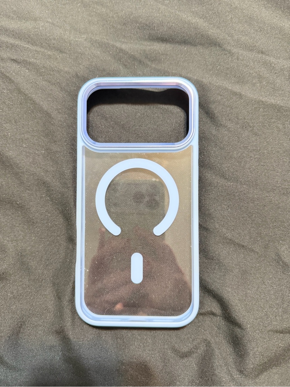 Clear MagSafe-Compatible Phone Case with Light Blue Trim